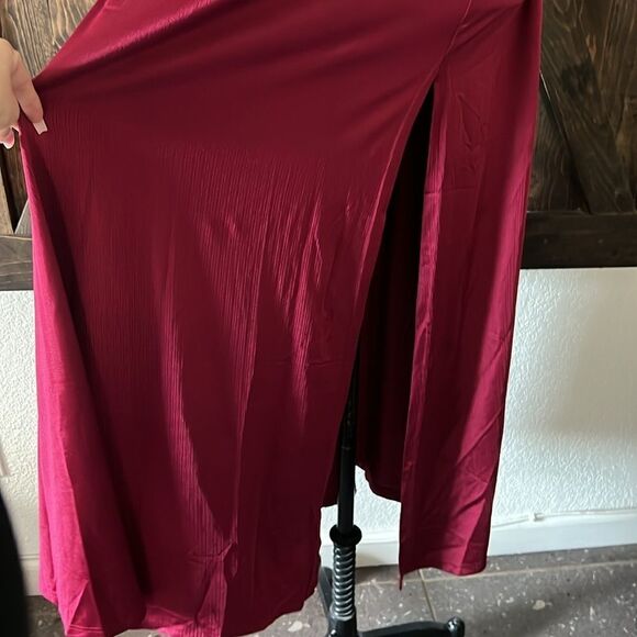 Wedding Guest V Neck Formal Sleeveless Evening Front Slit Dress - Picture 6 of 11